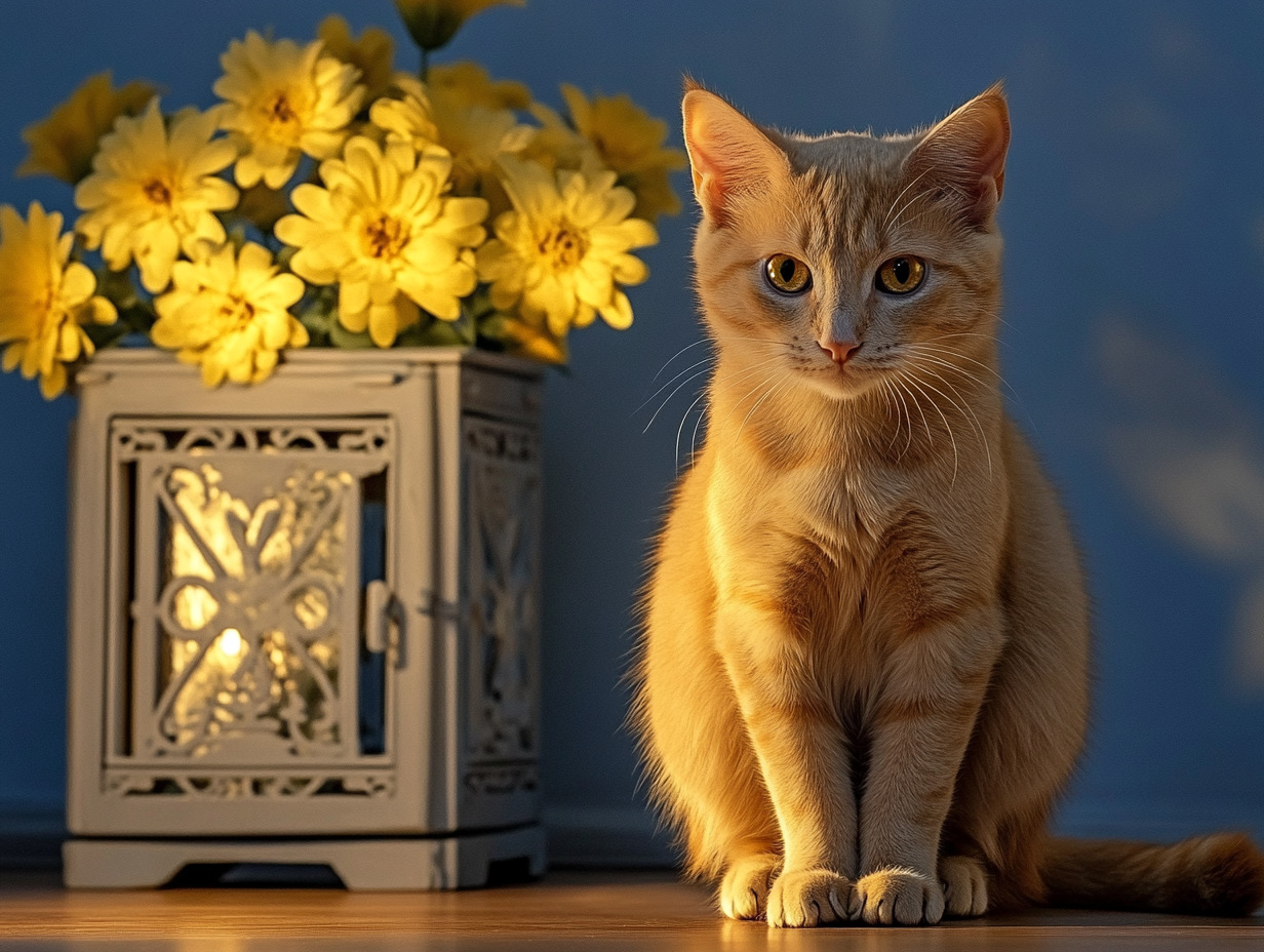 小猫在温暖的光线中